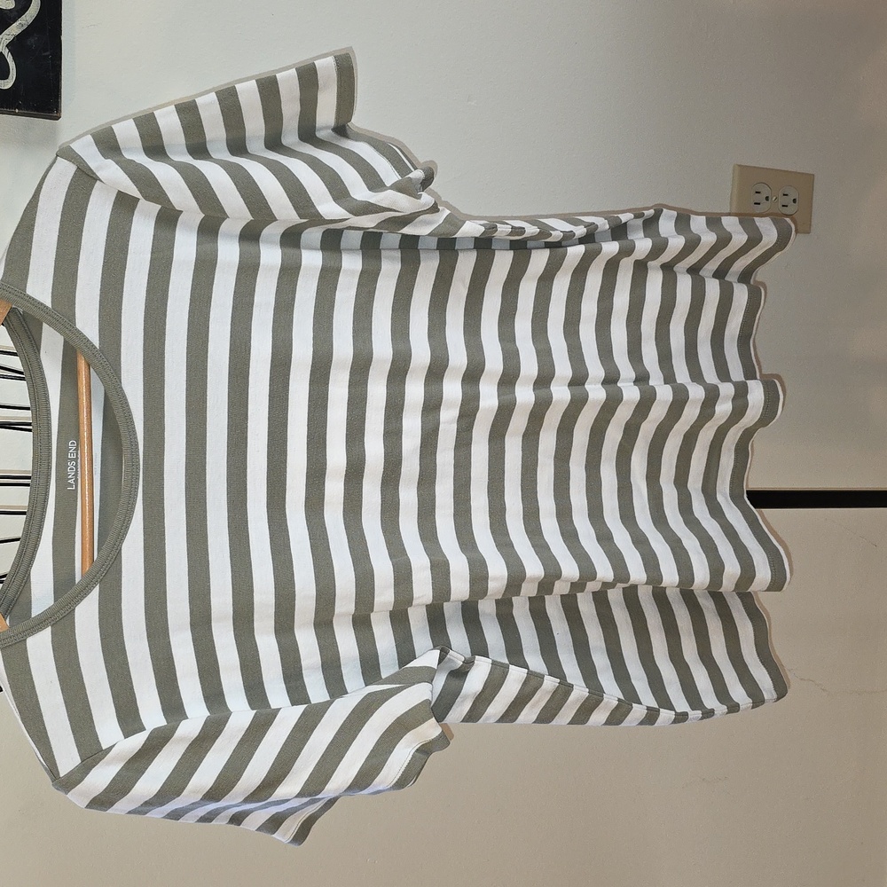 Lands' End Olive and White Knit Top Womens Size 2X (Christine # 12)